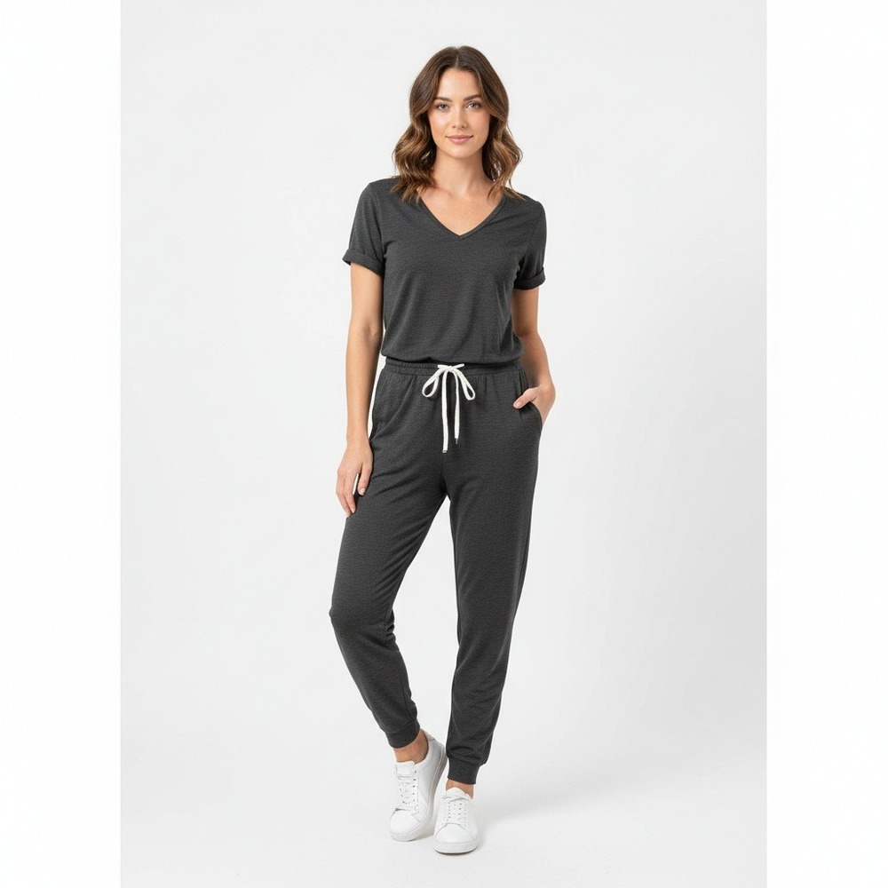 Vuori Halo Essential Jumpsuit Charcoal Gray Size Small Soft Stretch Lounge Fit